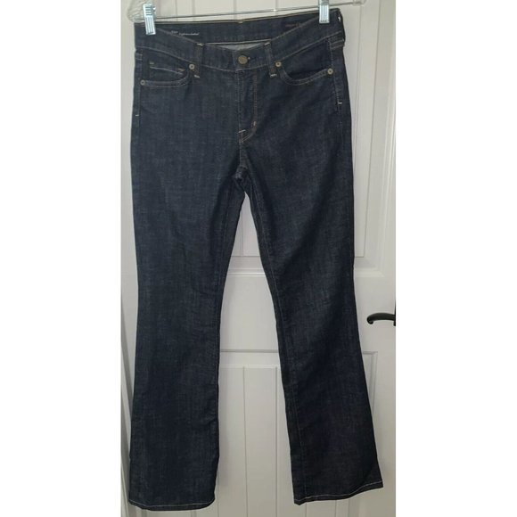 7 FOR ALL MANKIND Sz 27 Amber High Rise Bootcut Stretch Dark Wash Denim EUC - Picture 1 of 12